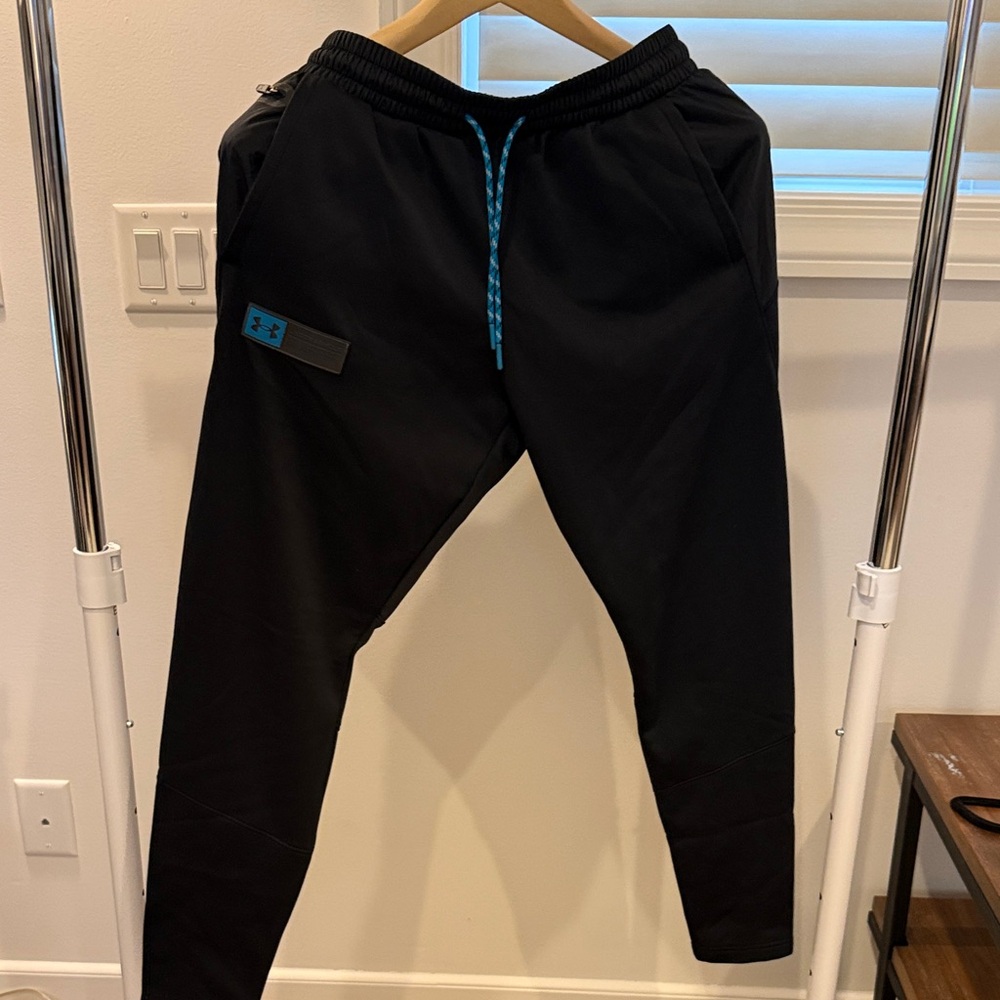 Under Armour Men's Black Joggers with Blue Accents